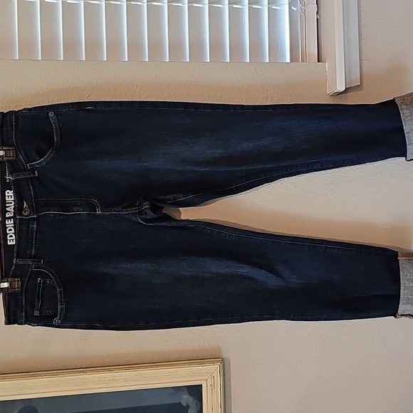 Eddie Bauer Boyfriend Midrise Slim Dark Wash Denim Jeans - Women's Size 8 - Picture 1 of 5